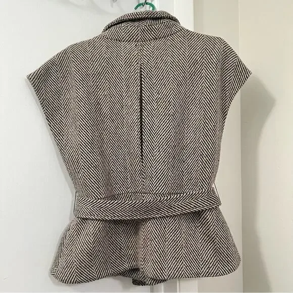 Anthropologie Black and White Herringbone Vest - Picture 2 of 8